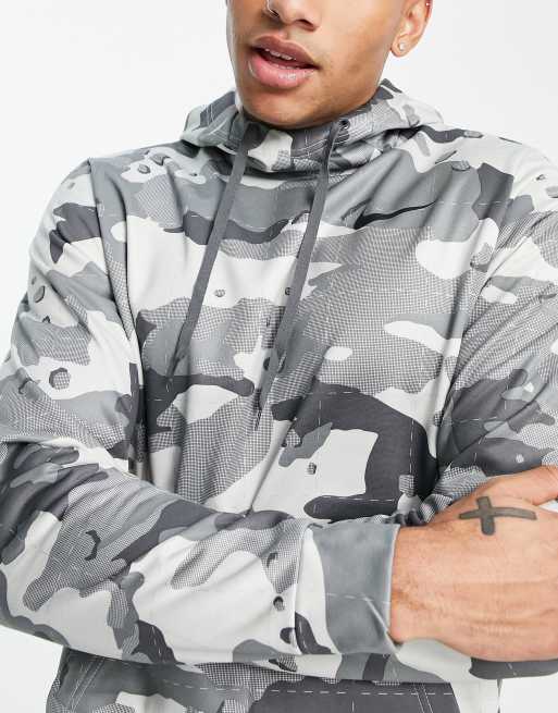 Nike Training Therma camo print hoodie in gray ASOS