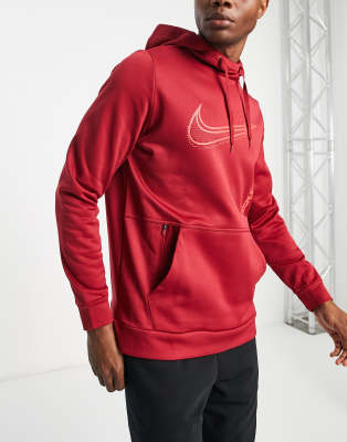 Therma-FIT 6MO HBR logo fleece hoodie in berry red