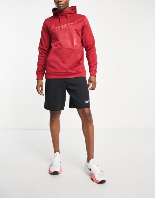 Nike Training Therma FIT 6MO HBR logo fleece hoodie in berry red