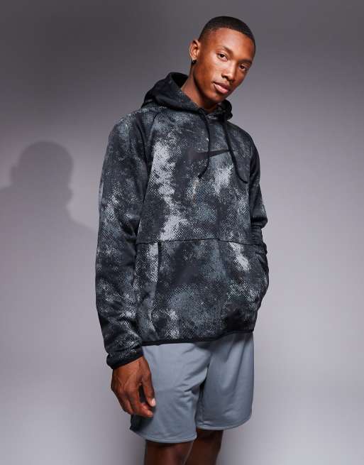 2024 Nike Training Camouflage-Therma-Fit Hoodie, Medium, TonalGrey +Black &White