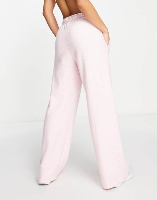 Nike mini swoosh high rise wide leg joggers in pink