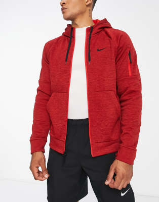 Red nike hot sale zip hoodie