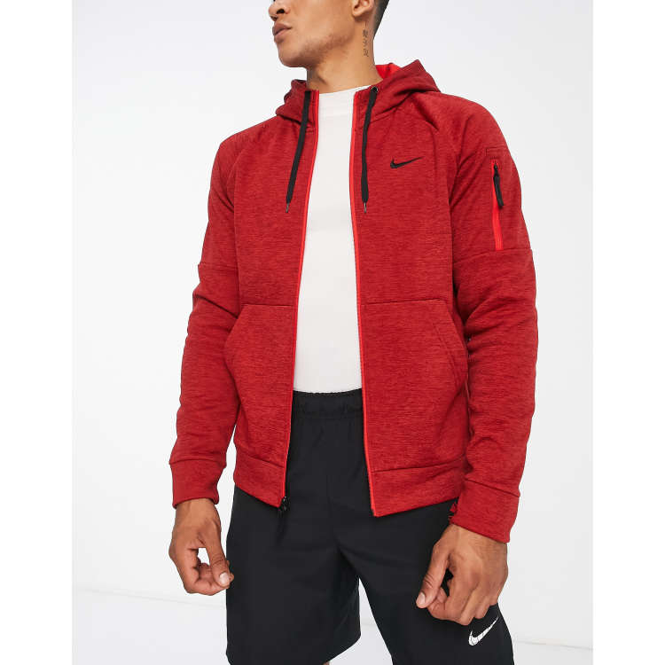 Nike Training Therma FIT full zip hoodie in red ASOS