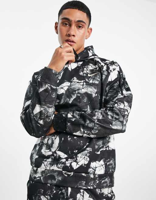 Nike Training - Therma-FIT - Hoodie bedekt met abstracte grafische print in zwart