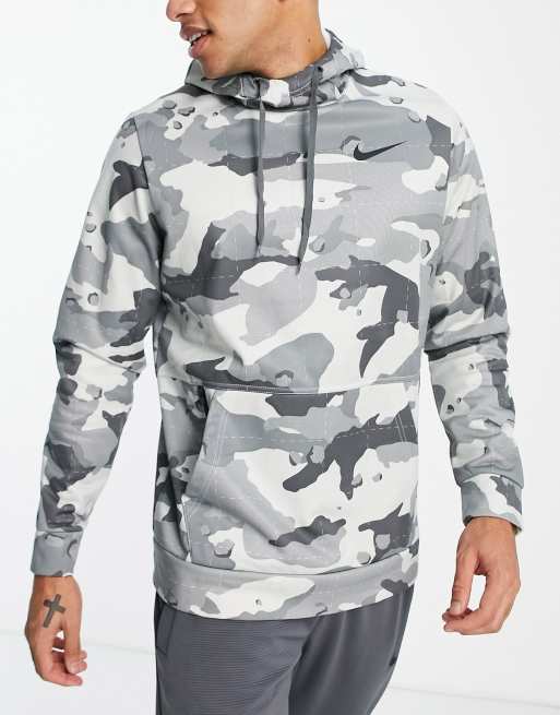 Nike Training - Therma-FIT - Hoodie bedekt met camouflageprint in grijs