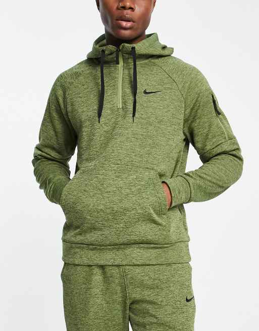 Nike Training Therma-FIT quarter zip hoodie in khaki