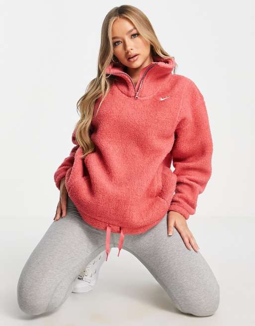 Nike Training Therma FIT Statement Cozy half zip top in pink ASOS