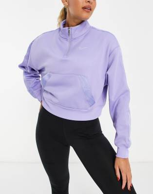 Nike Training Therma-FIT taping cropped half zip sweatshirt in lilac