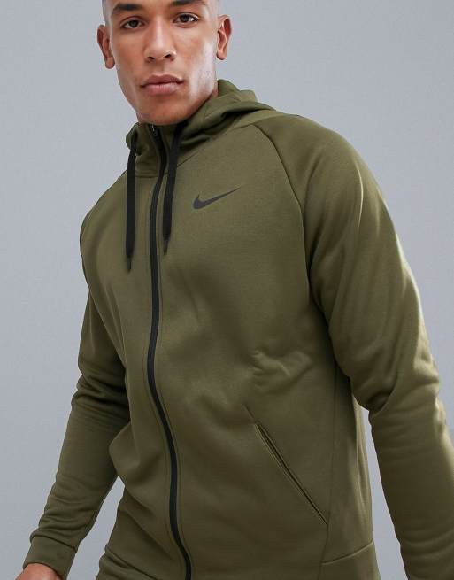 Nike Training Therma Khakifargade huvtroja i fleece 931996 395 ASOS