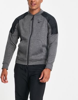 Nike Training Therma Novelty full zip bomber jacket in grey and black