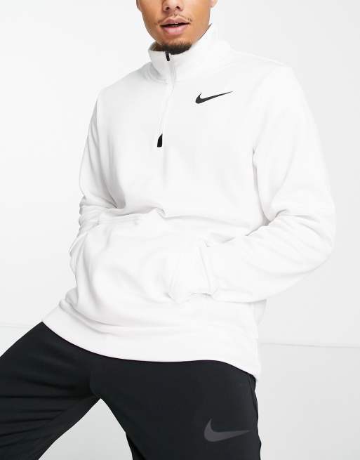 Nike Training Therma quarter zip fleece sweatshirt in white ASOS