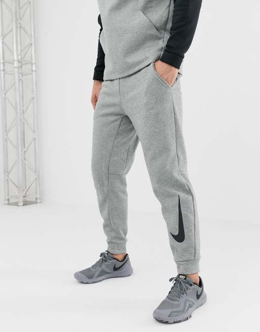 Nike Training therma sweatpants in gray with placement swoosh print | ASOS