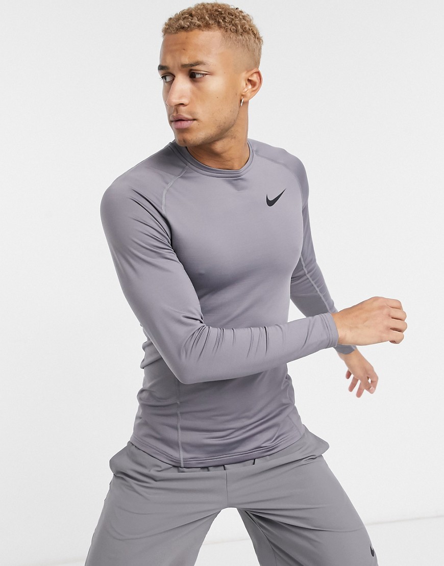 Nike Training - Therma - Top a maniche lunghe grigio