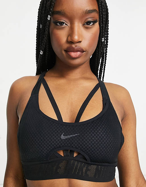 Women Nike Training Ultrabreathe Indy light support sports bra in black 