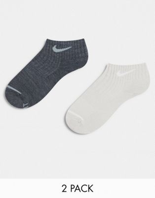 Nike Training unisex cushioned 2 pack of ankle socks in grey and stone