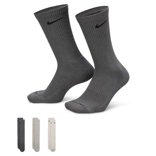 Nike Training unisex cushioned 3 pack crew sock in grey ASOS