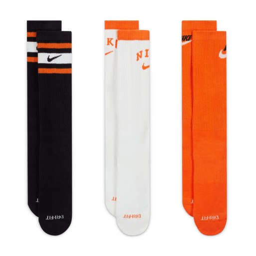 Nike Training unisex cushioned 3 pack logo crew socks in black,white and orange, 2 of 4