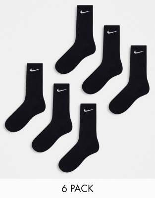 Nike Training unisex cushioned 6 pack crew sock in black