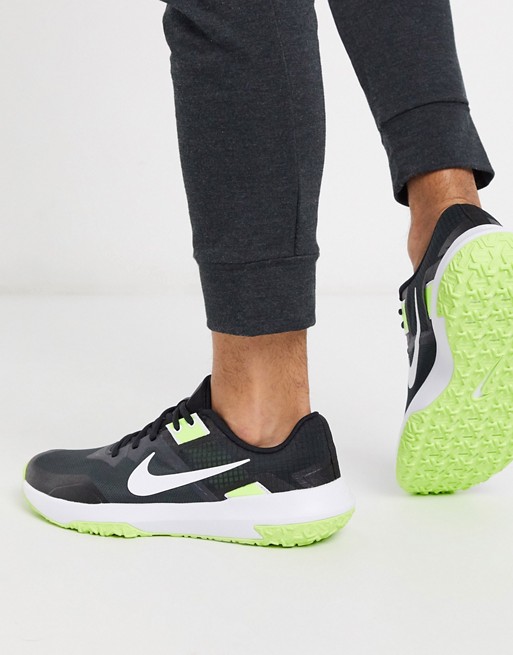 Nike Training Varsity Compete 3 trainers in black and neon green