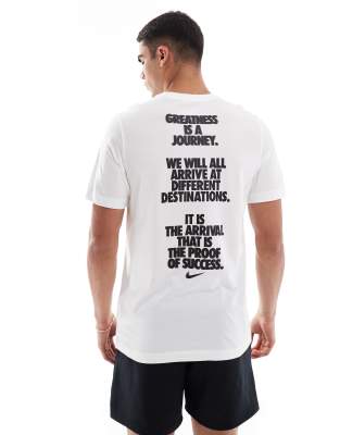 Nike Training Nike Training Verbiage Dri-FIT back print t-shirt in white