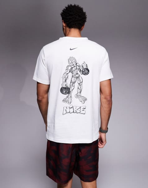 Nike Training – Vit t-shirt med tryck baktill - view 1