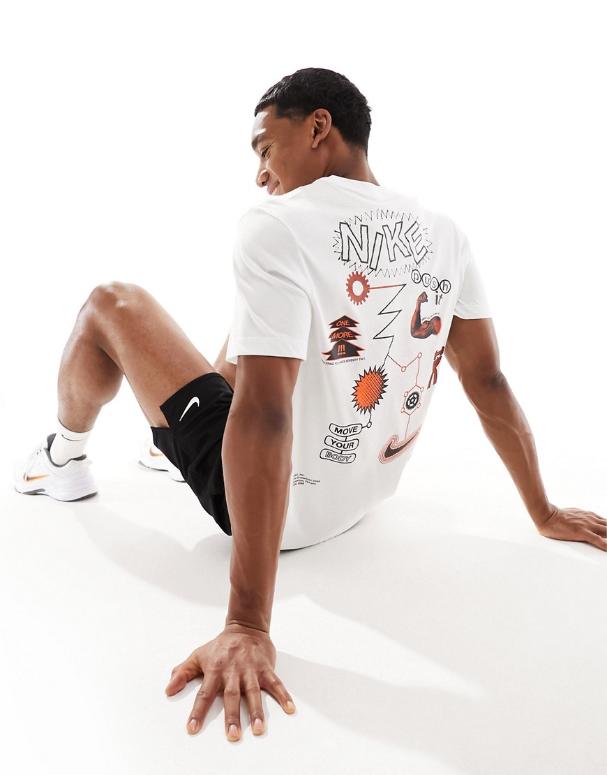 Nike Training work out graphic backprint t-shirt in white