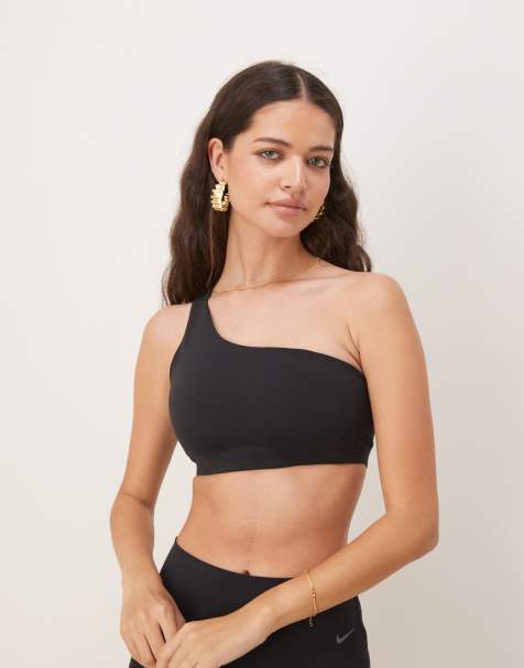 Nike Training – Zenvy Dri-FIT – Asymmetrischer, weicher Sport-BH in Schwarz mit leichter Stützkraft - view 1