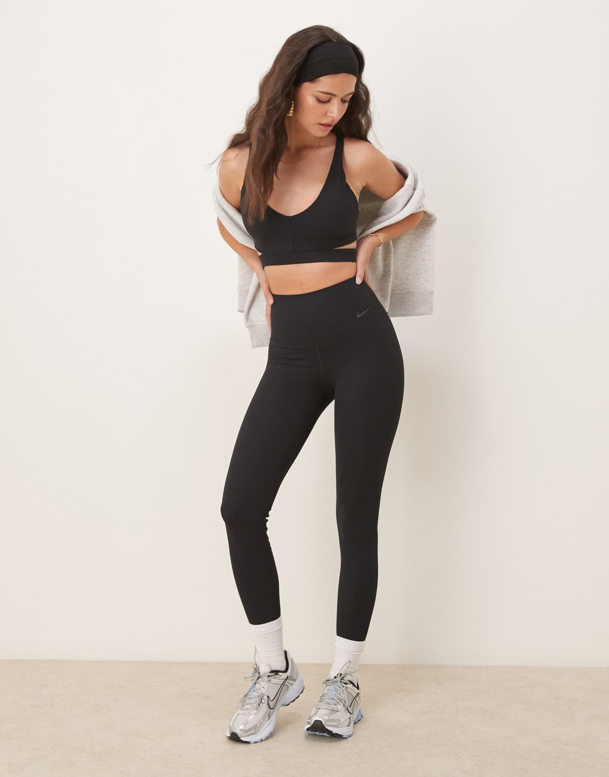 Nike Training Zenvy Dri-FIT high waisted 7/8 ribbed leggings in black