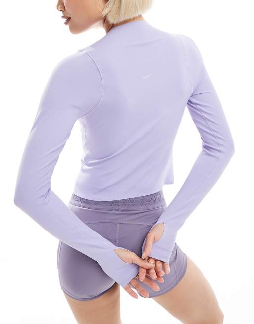 Nike Training – Zenvy Dri-FIT – Miękki liliowy top z długim rękawem, 2 z 4