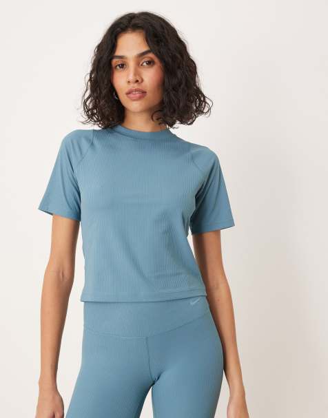 Nike Training Zenvy Dri-FIT ribbed top in blue  - view 1
