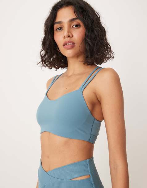 Nike Training Zenvy Dri-FIT soft touch Alate light support sports bra in blue - view 1