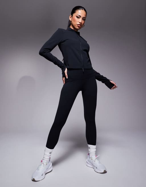 Nike Training Zenvy Dri-FIT soft touch full zip long sleeved top in black, 3 of 4