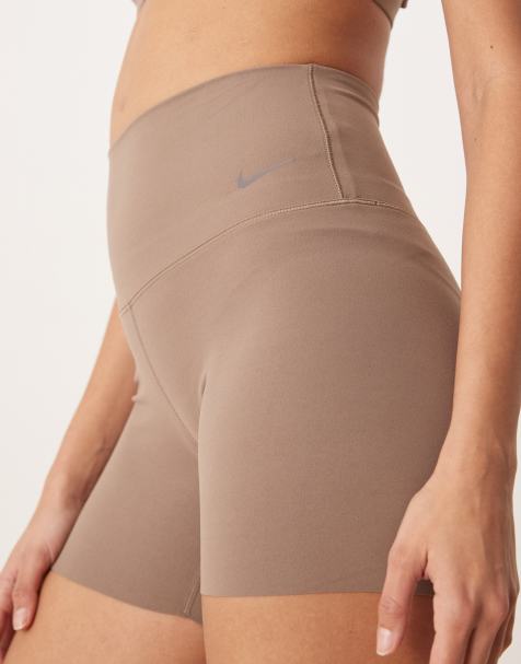 Nike Training Zenvy Dri-FIT soft touch high waisted 5 inch shorts in brown - view 1