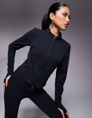 Nike Training - Zenvy Dri-FIT - Weiches, langärmliges Oberteil in Schwarz mit durchgehendem Reißverschluss
