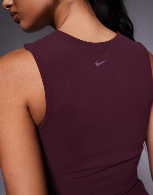 Nike Training Zenvy Yoga Dri-FIT tank in burgundy , 4 of 4