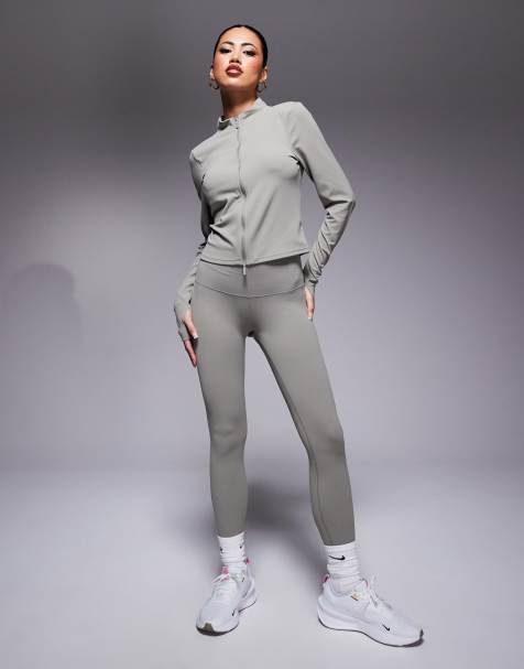 Nike Training Zenvy Yoga full zip longsleeve top in khaki - view 1