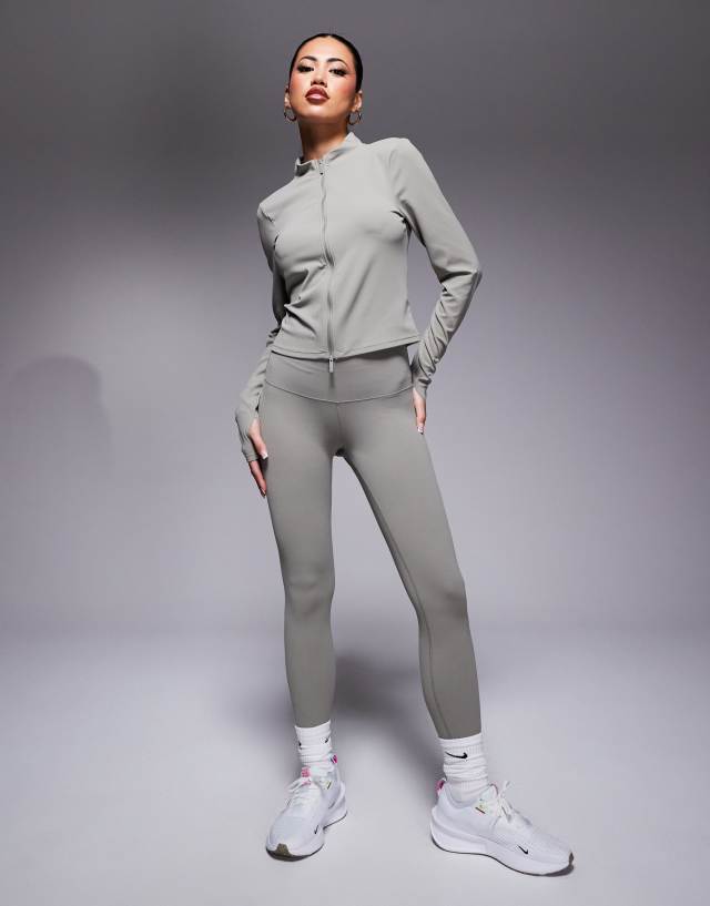 Nike Training Zenvy Yoga full zip longsleeve top in khaki | ASOS