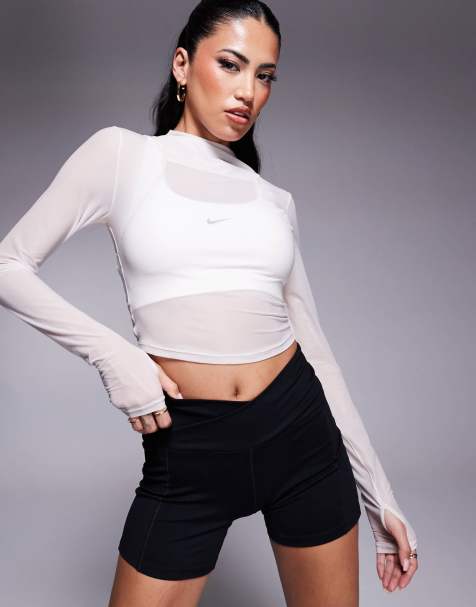 Nike Training Zenvy yoga sheer long sleeve top in white - view 1