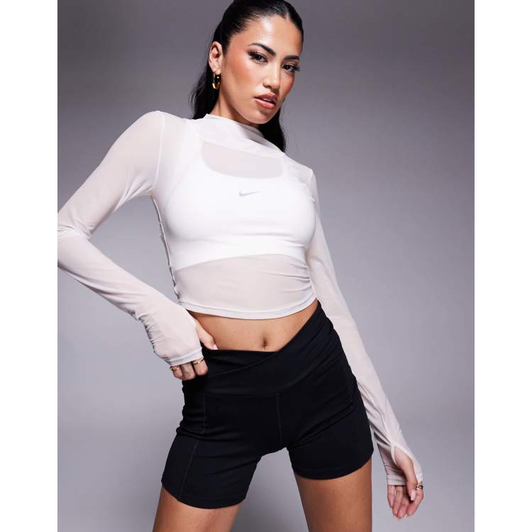 Nike Training Zenvy yoga sheer long sleeve top in white | ASOS