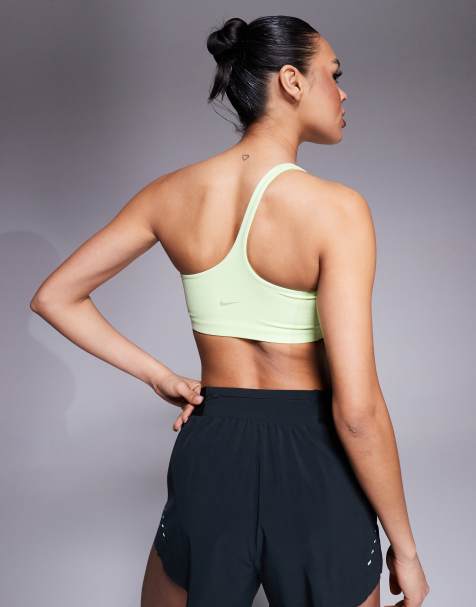 Nike Training Zenvy Yoga soft touch one shoulder sports bra in lime green - view 1