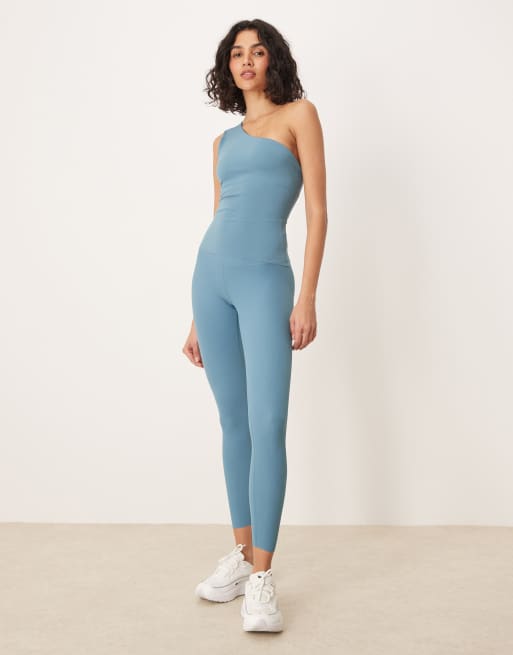 Nike Training Zenvy Yoga soft touch one shoulder top in blue, 3 of 4