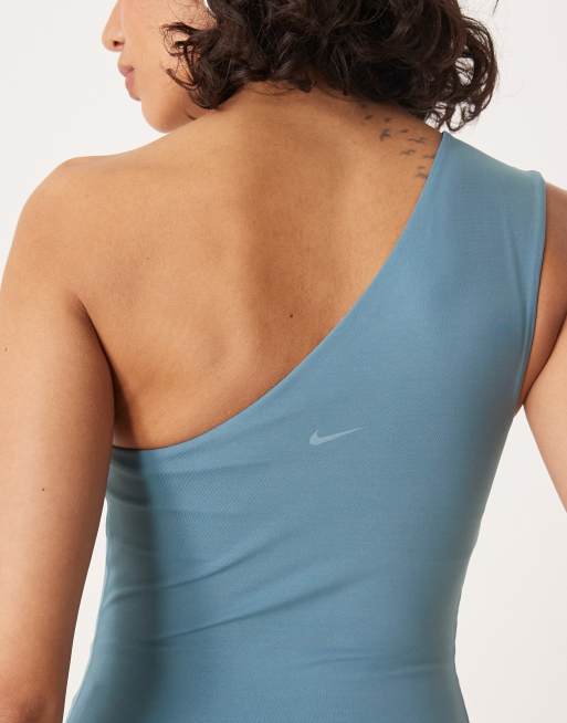 Nike Training Zenvy Yoga soft touch one shoulder top in blue, 4 of 4