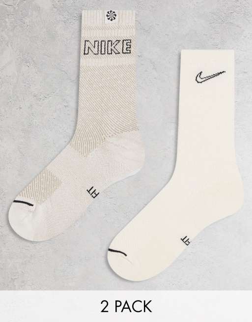 Nike Training – Zestaw 2 par skarpetek do łydki, w kolorze złamanej bieli