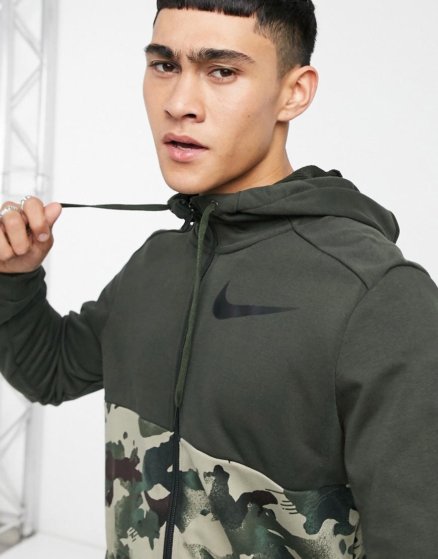Nike Training zip-front jacket in camo-Green