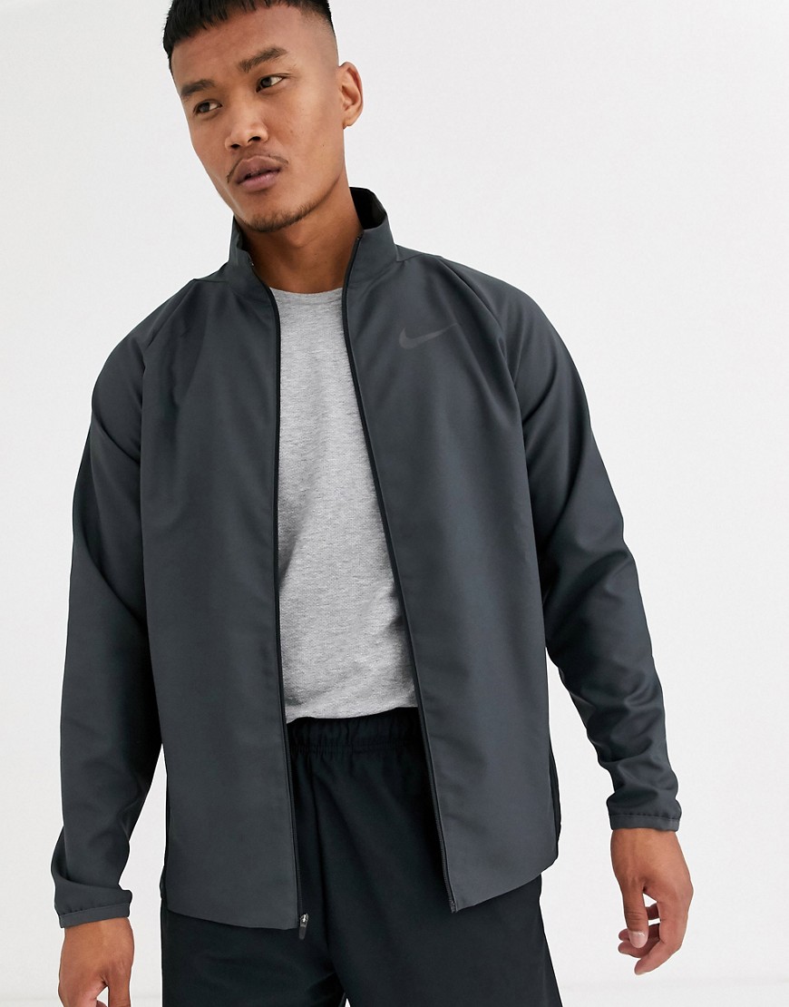Nike Training zip up woven jacket in dark grey