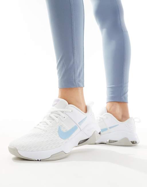  Nike Training Zoom Bella 6 trainers in white and baby blue