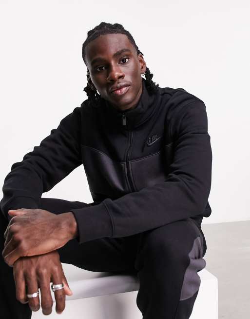 Nike - Trainingspak van fleece met ritssluiting en kleurvlakken in zwart, 3 van 4