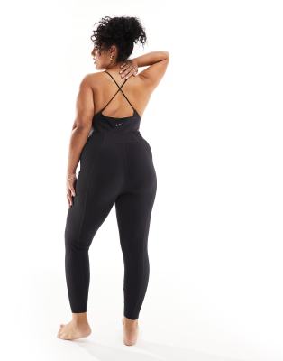 Nike Trainning Dri-fit Plus Luxe 7/8 Jumpsuit In Black