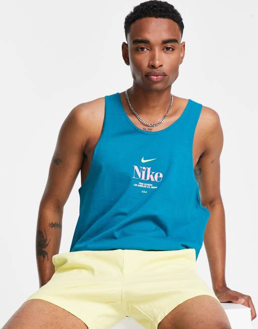 Nike Trek Division retro logo tank top in teal green | ASOS