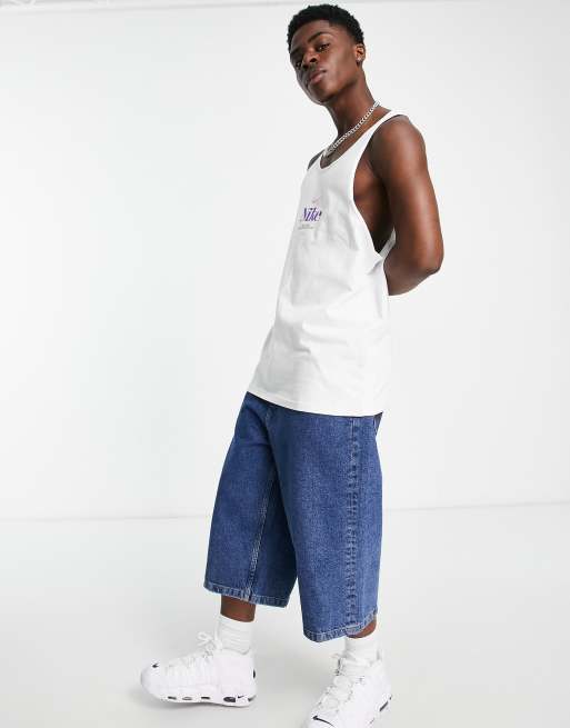 ASOS 4505 cotton stringer tank top with quick dry and raw hem in lilac ice